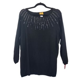 NWT Ruby Rd Plus Size Sequin Top Black Size 1x Plus glitzy . Comfortable